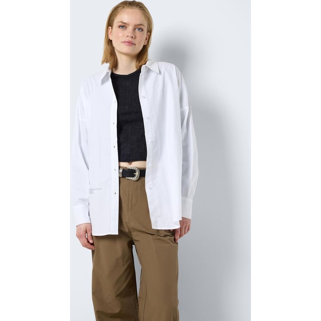 NOISY MAY Marškiniai ilgomis rankovėmis moterims, Balta, Freja 6