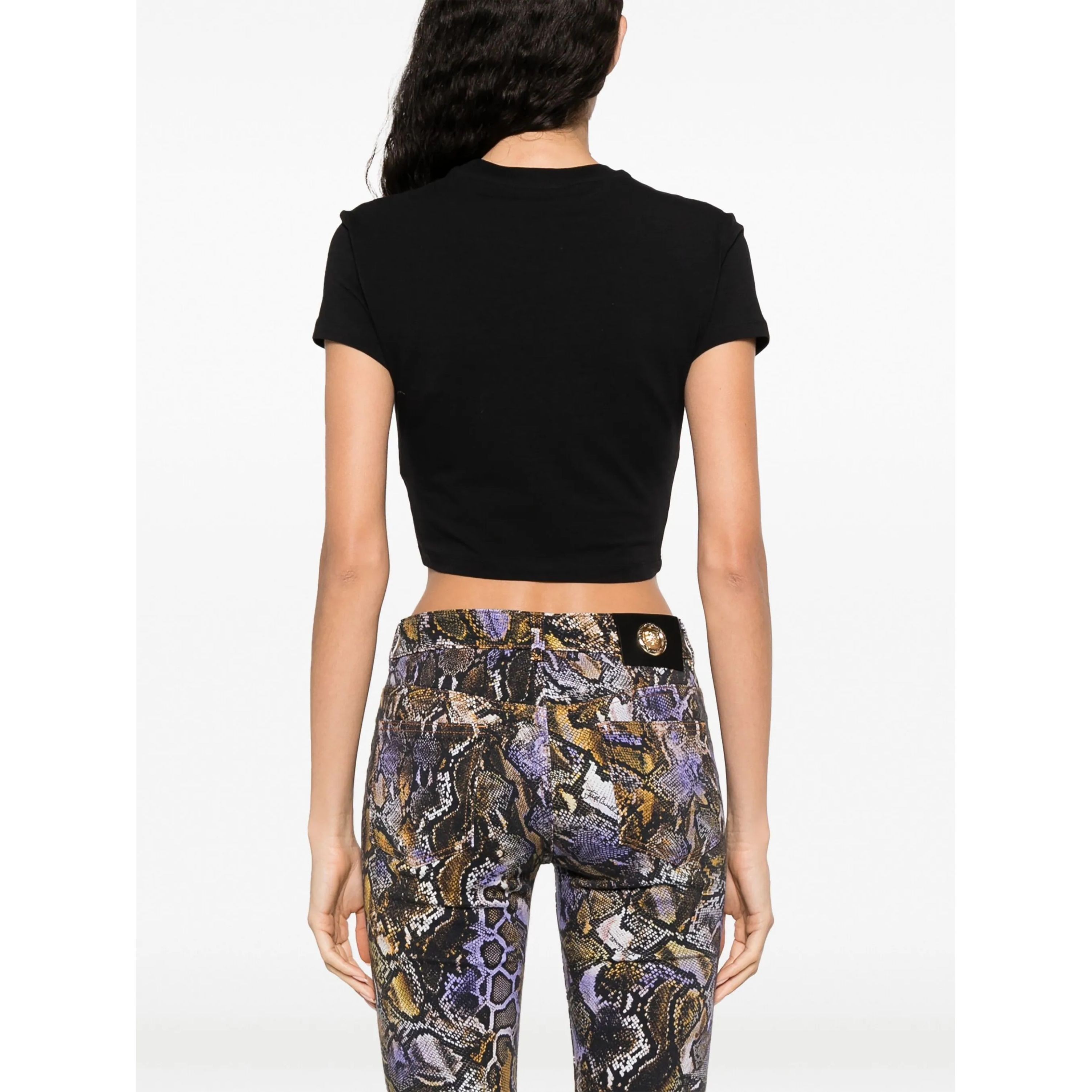 JUST CAVALLI Trumpinti marškinėliai moterims, Juoda, Logo t-shirt 3