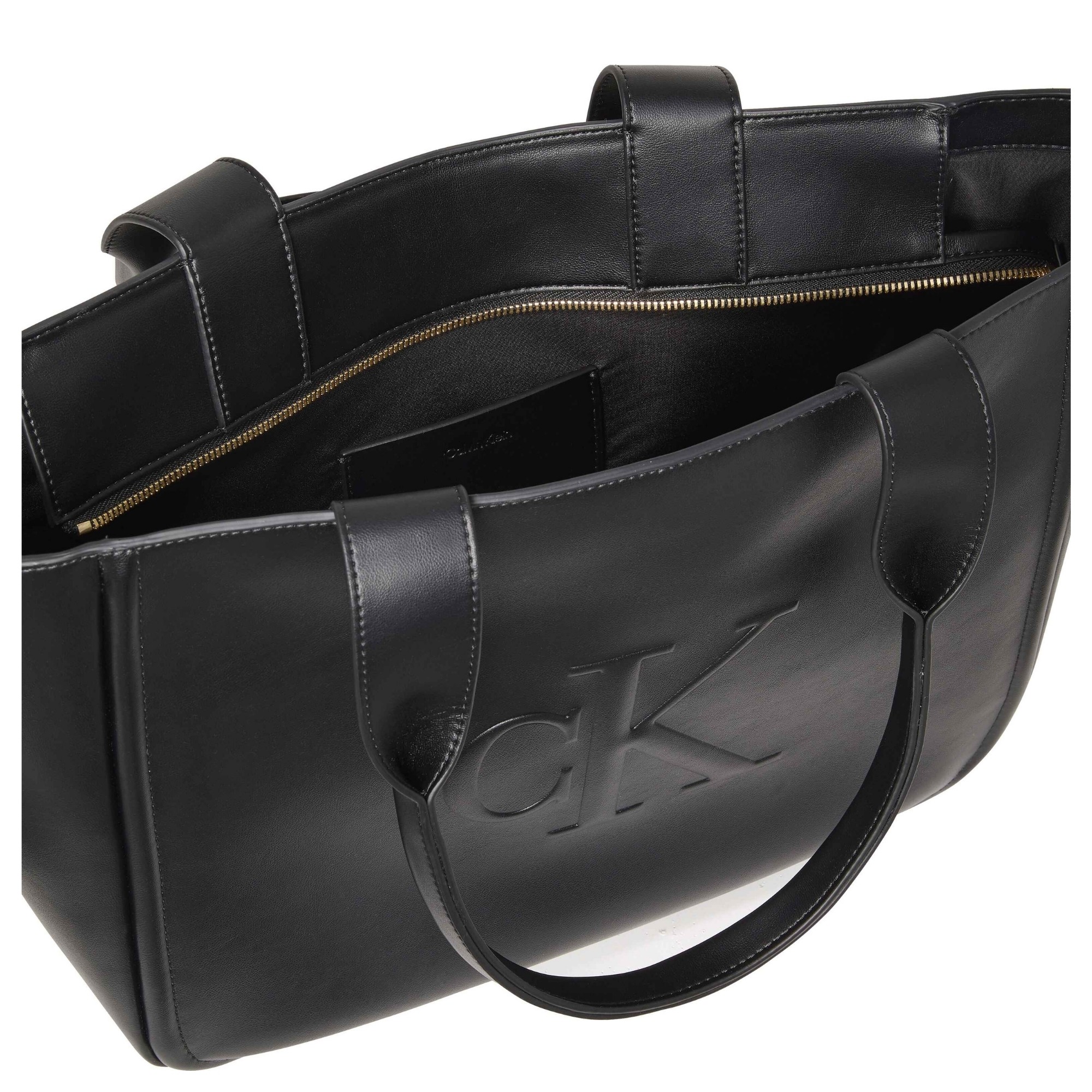 CALVIN KLEIN Pirkinių krepšys moterims, Juoda, bold CK medium tote 3