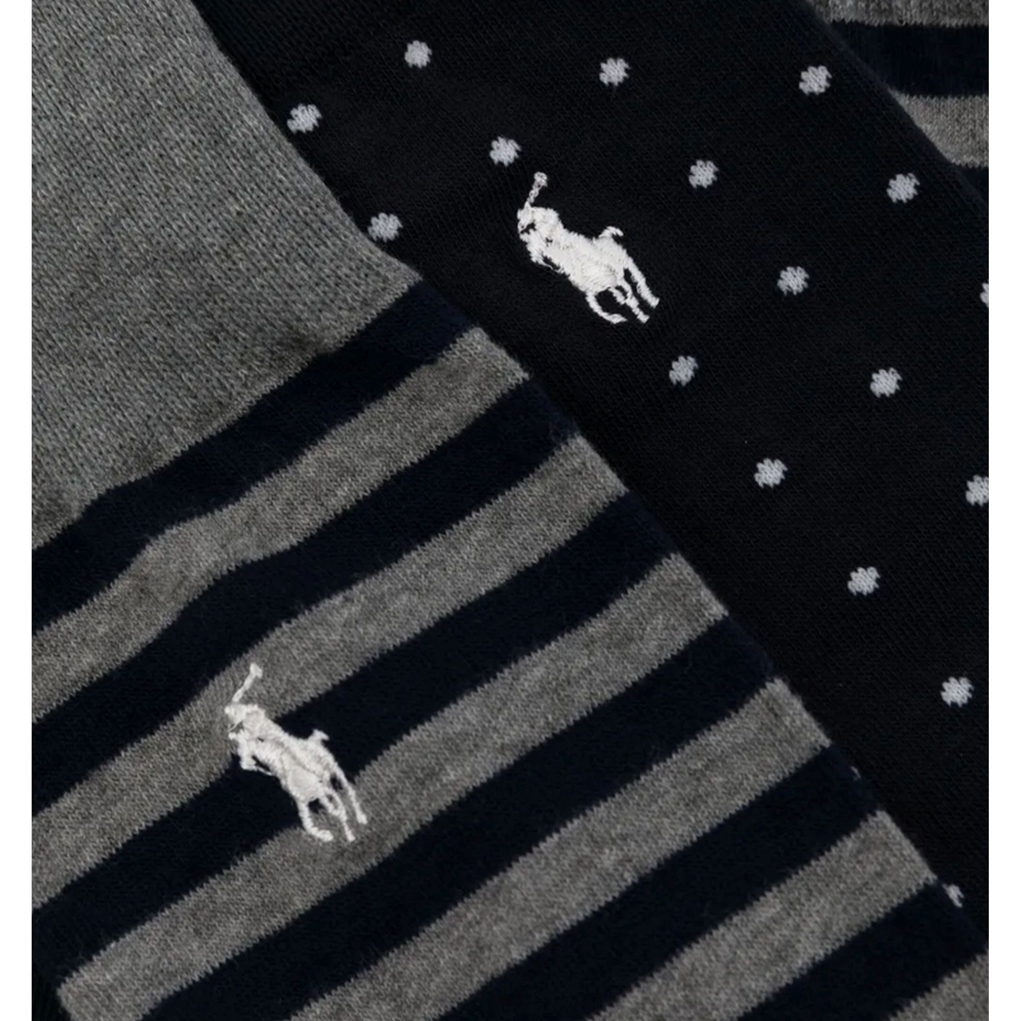 POLO RALPH LAUREN UW Kojinės vyrams, Mėlyna, Dot stripe-crew-2 pack 2