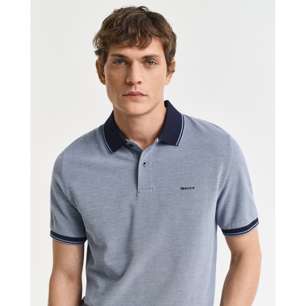 GANT Polo marškiniai trumpos rank. vyrams, Mėlyna, 4-col oxford SS pique 4