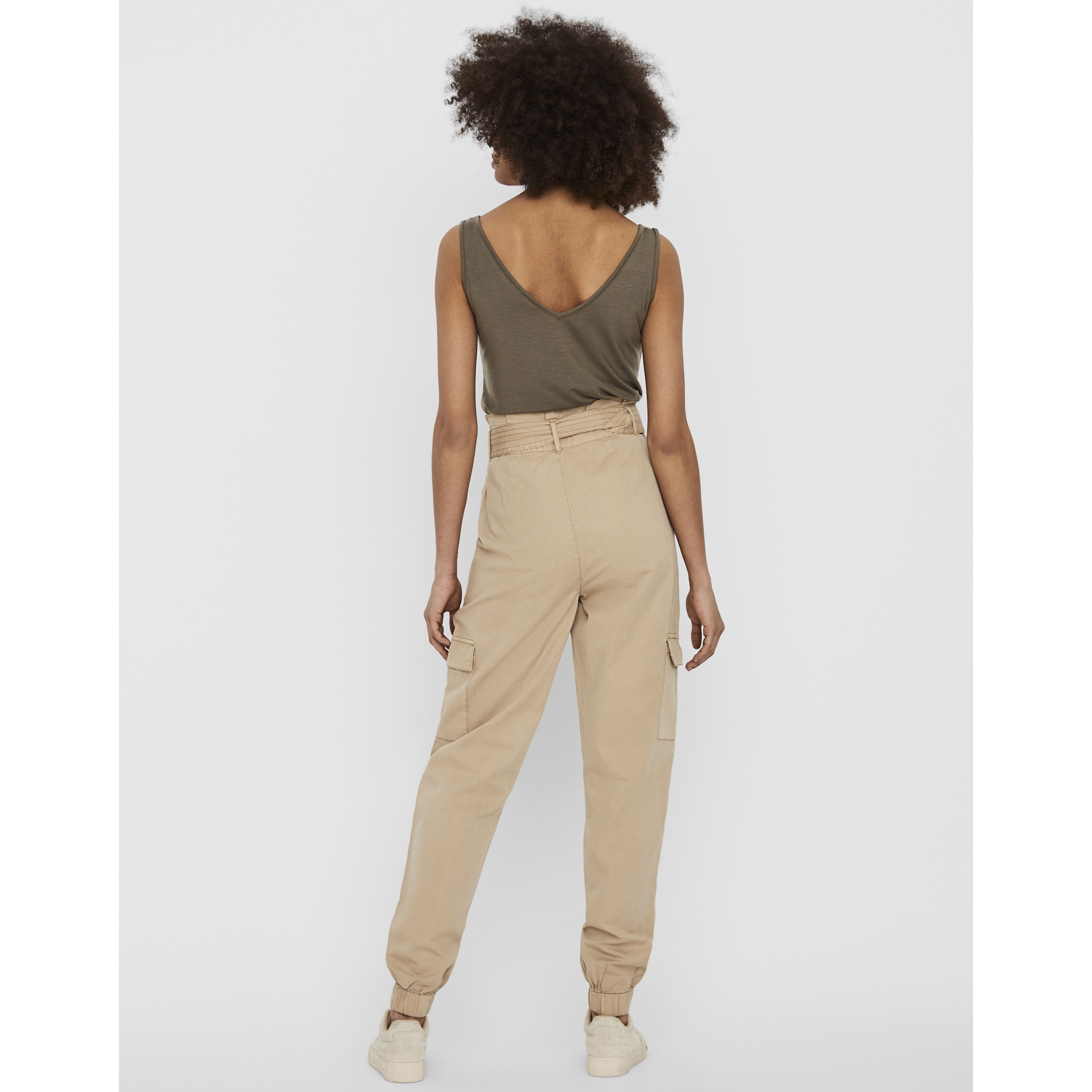 VERO MODA Kelnės moterims, Smėlio, VMFLAME HW CARGO 4