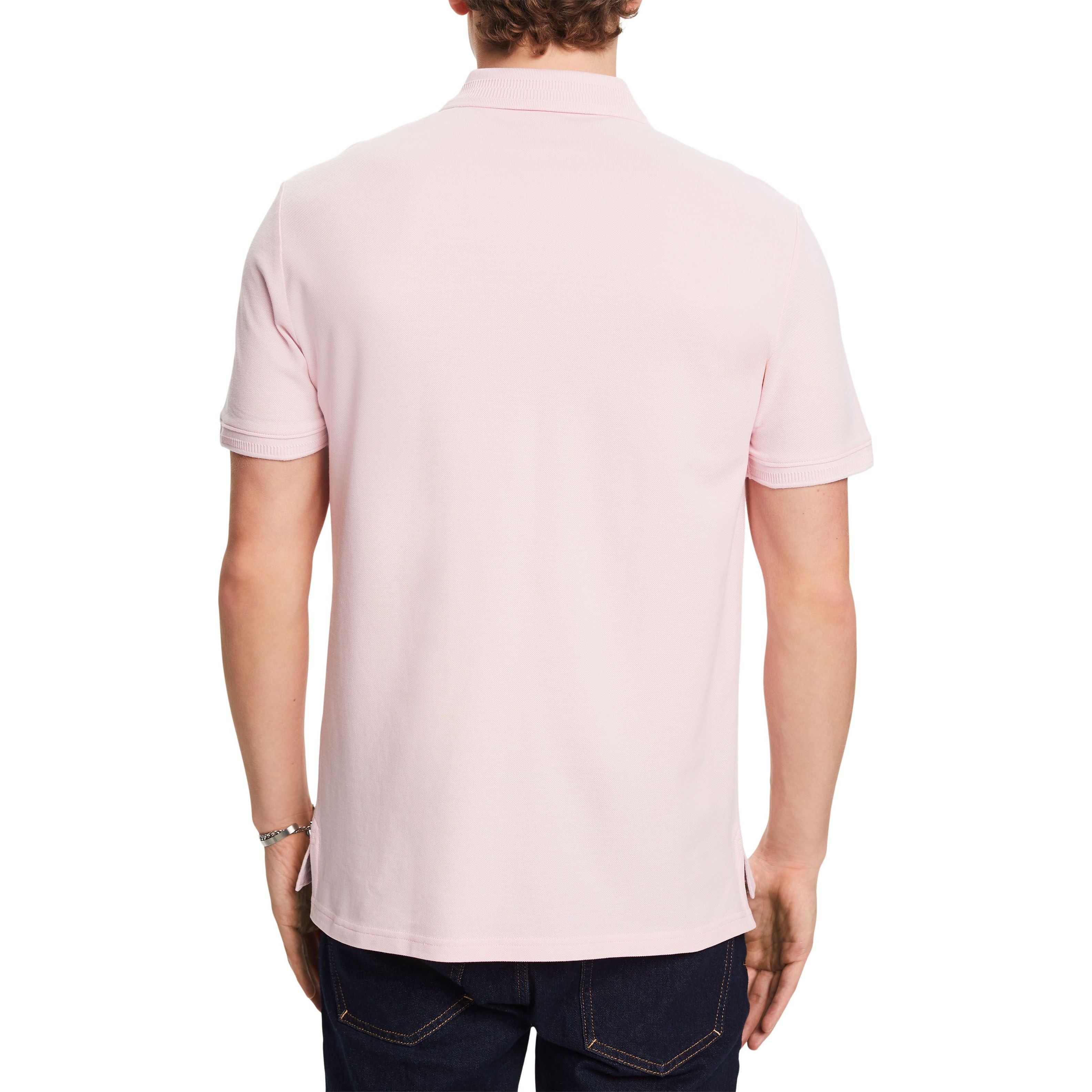 ESPRIT Polo marškiniai ilgos rank. vyrams, Rožinė, Cotton Pique Polo Shirt 3