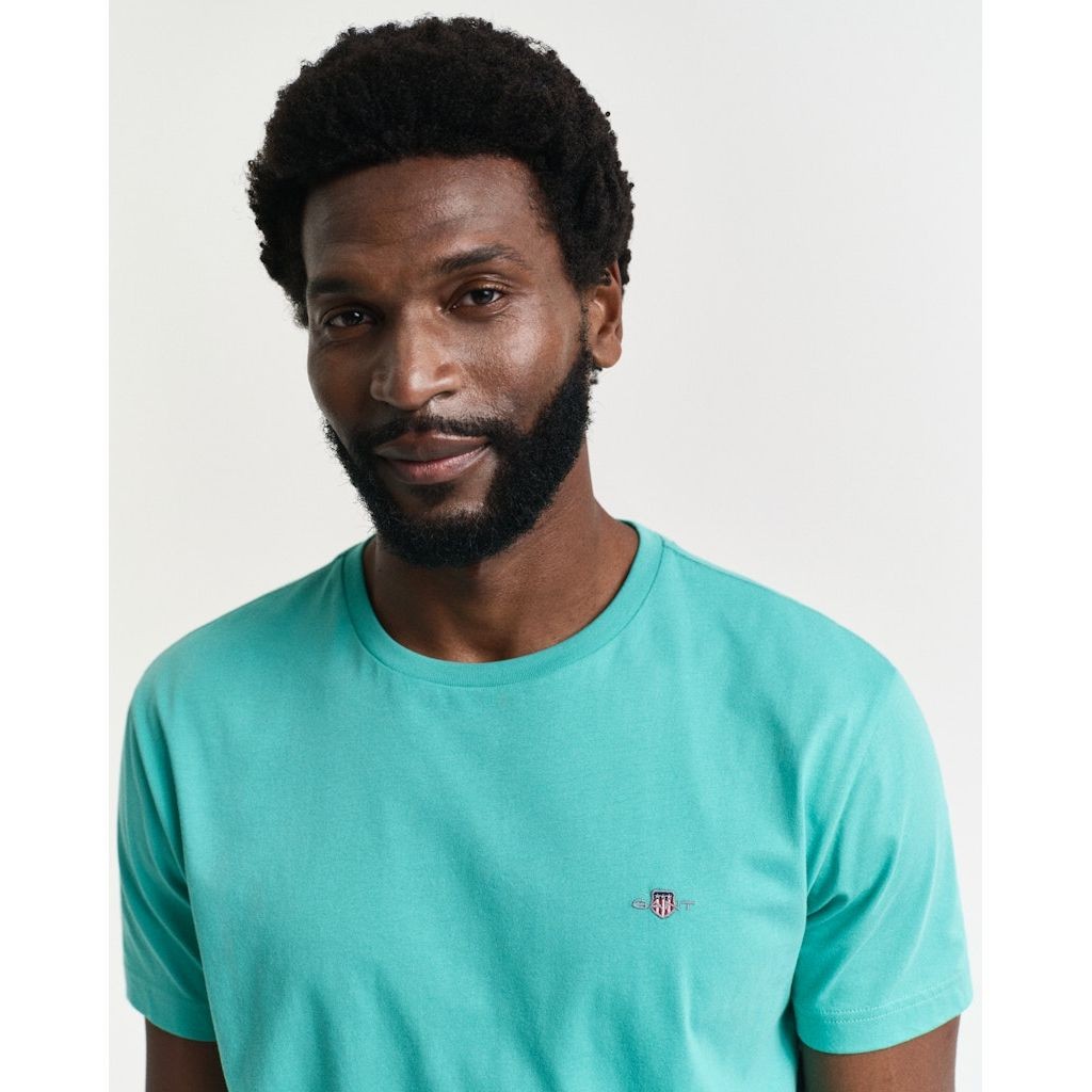 GANT Marškinėliai trump. rankovėmis vyrams, Mėlyna, Reg shield SS t-shirt 4