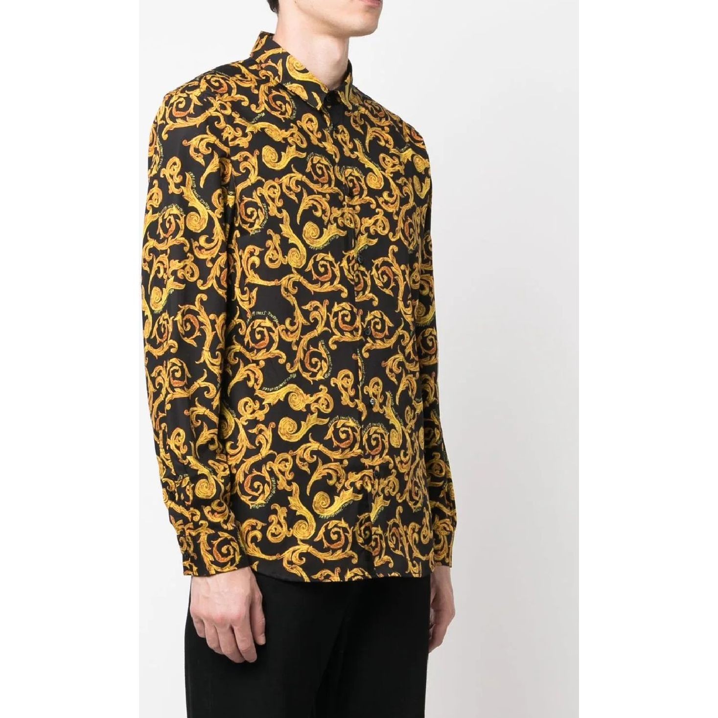 VERSACE JEANS CUTURE Marškiniai ilgomis rankovėmis vyrams, Juoda, Print sketch couture shirt 2