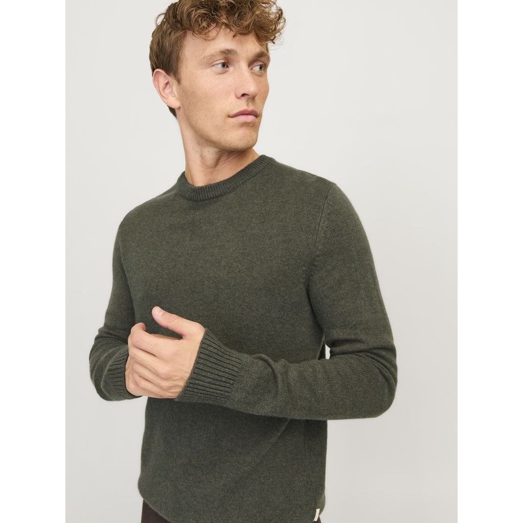 JACK & JONES Megztinis vyrams, Chaki, Lambs wool knit crew neck 7