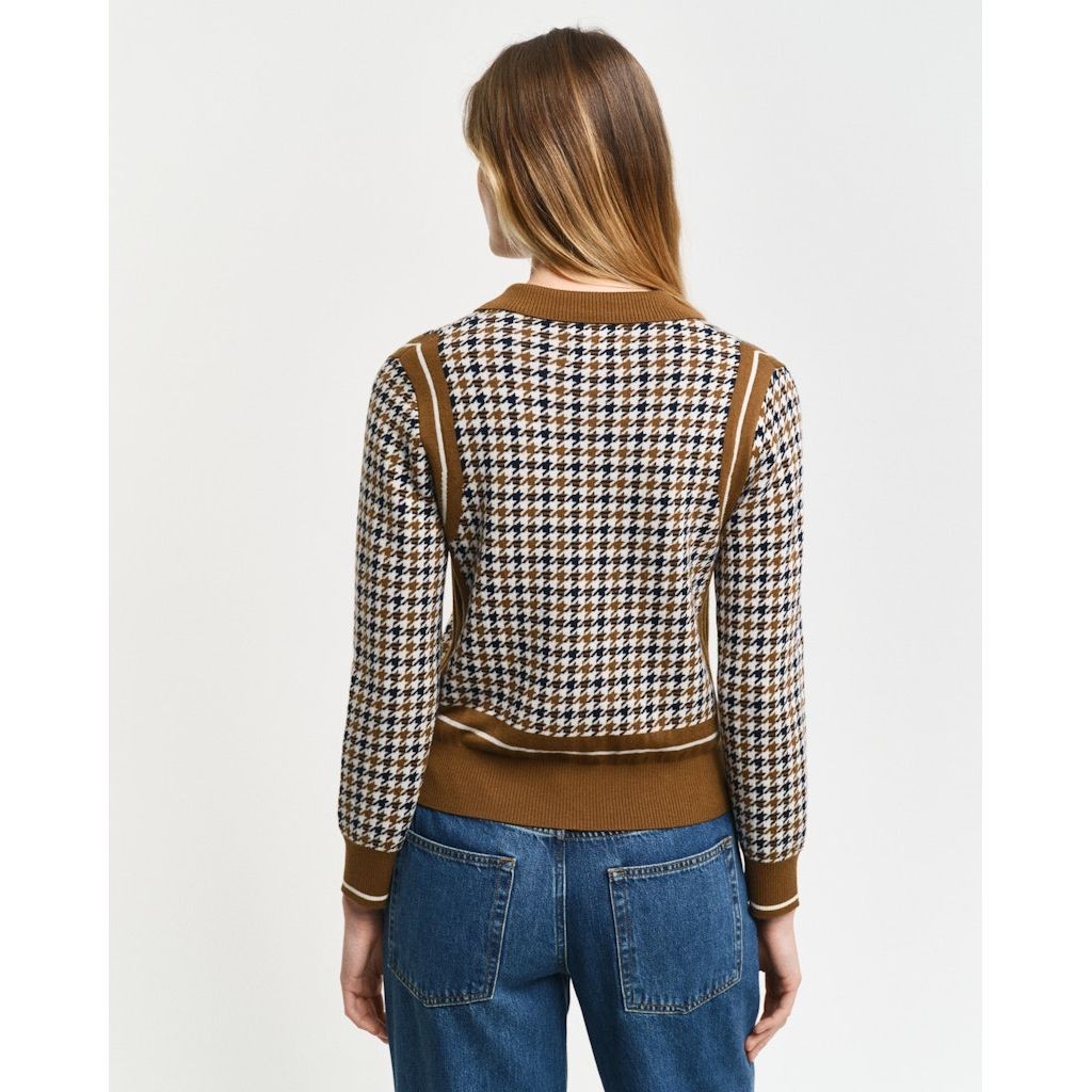 GANT Megztinis moterims, Ruda, Houndstooth jacquard polo 3