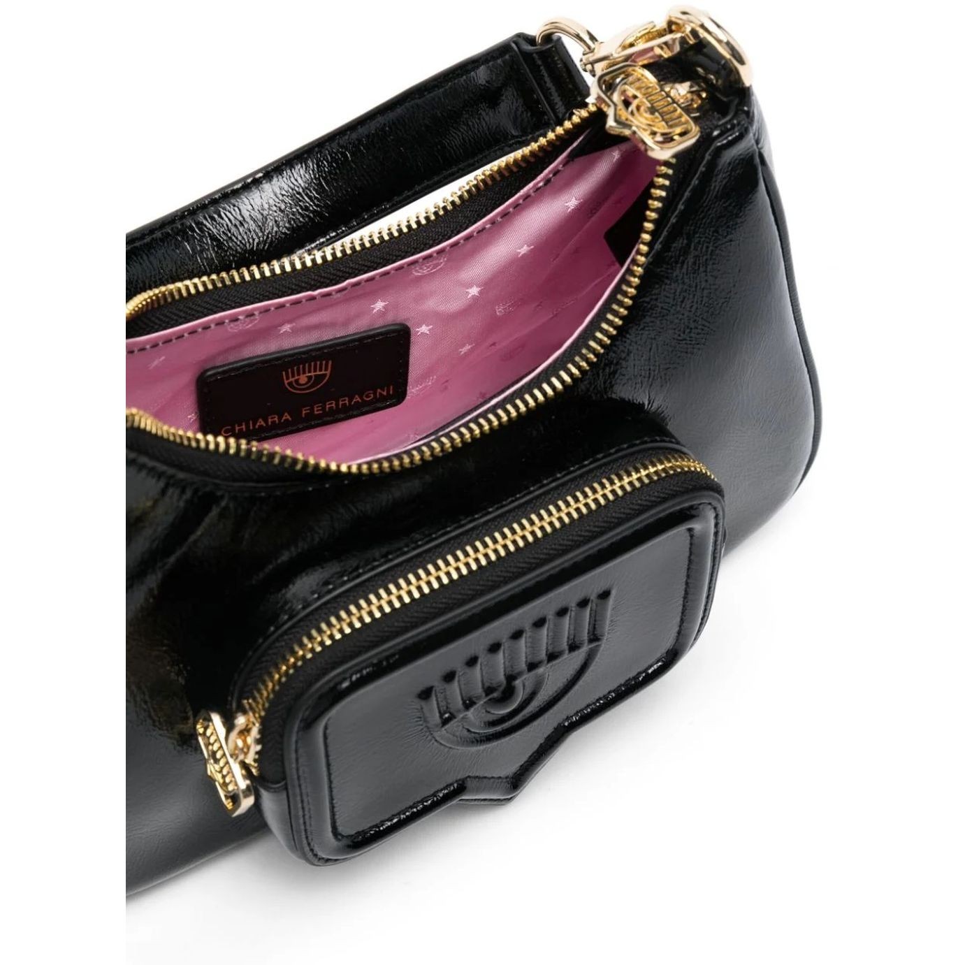 CHIARA FERRAGNI Rankinė, krepšys moterims, Juoda, Eyelike pocket  hobo bag 4