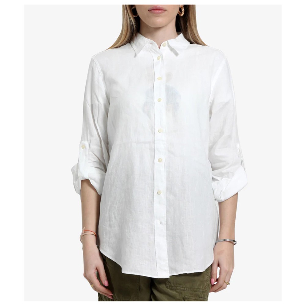 LAUREN RALPH LAUREN Marškiniai ilgomis rankovėmis moterims, Balta, Linen shirt 2