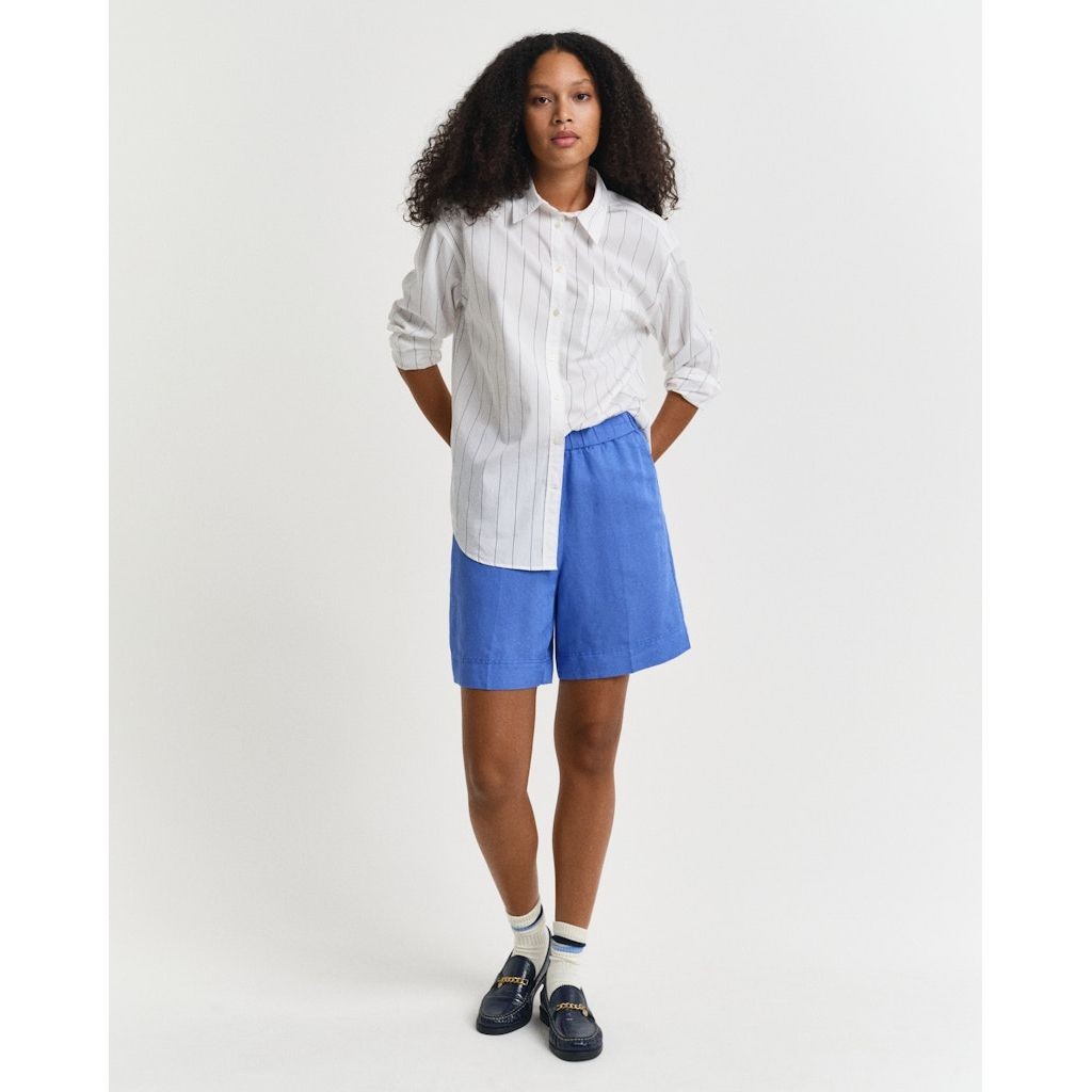 GANT Šortai moterims, Mėlyna, Rel linen blend shorts 2