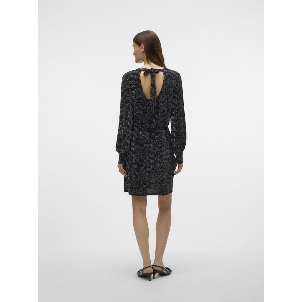 VERO MODA Mini suknelė moterims, Juoda, Lucy glitter bow dress 4