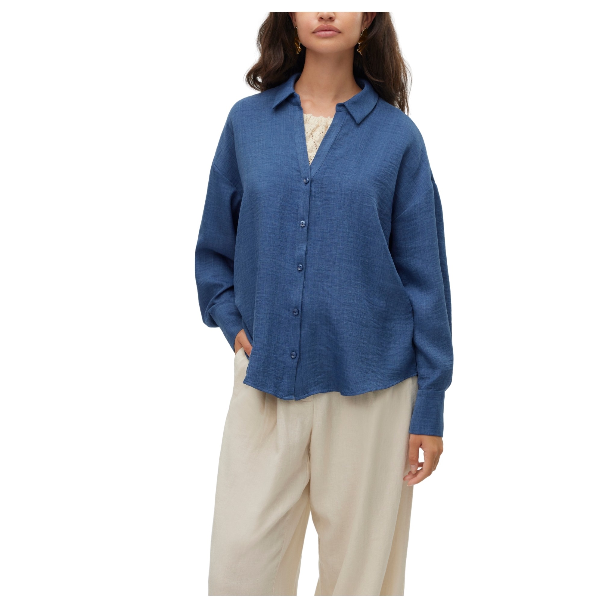 VERO MODA Marškiniai trump. rankovėmis moterims, Mėlyna, Melaney 1