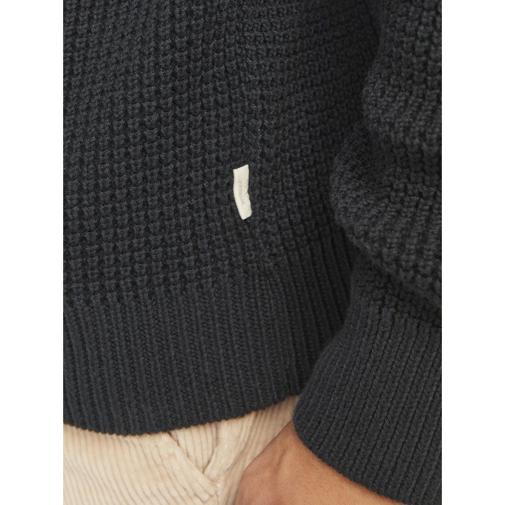 JACK & JONES Megztinis vyrams, Juoda, Viggo waffle knit crew neck 5