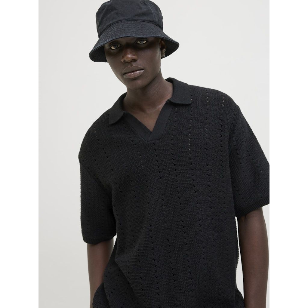 JACK & JONES Polo marškiniai trumpos rank. vyrams, Juoda, Paros knit easter polo 5