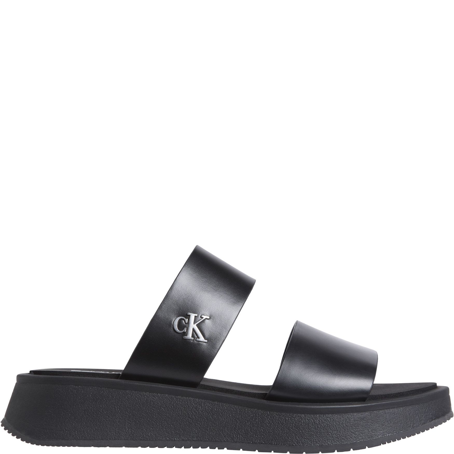 CALVIN KLEIN JEANS Basutės moterims, Juoda, Sandal slide double 2