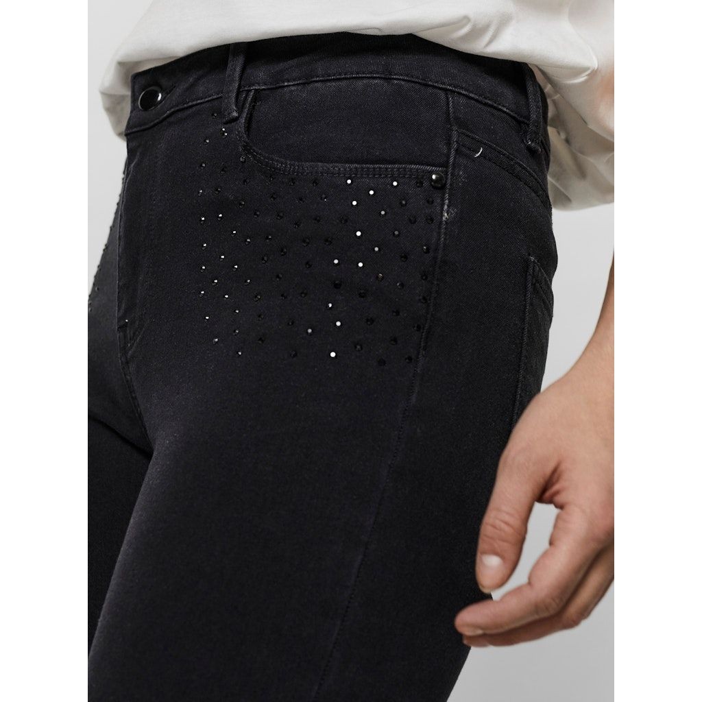 VERO MODA Regular džinsai moterims, Juoda, VMSEVEN MR SLIM DECO 4