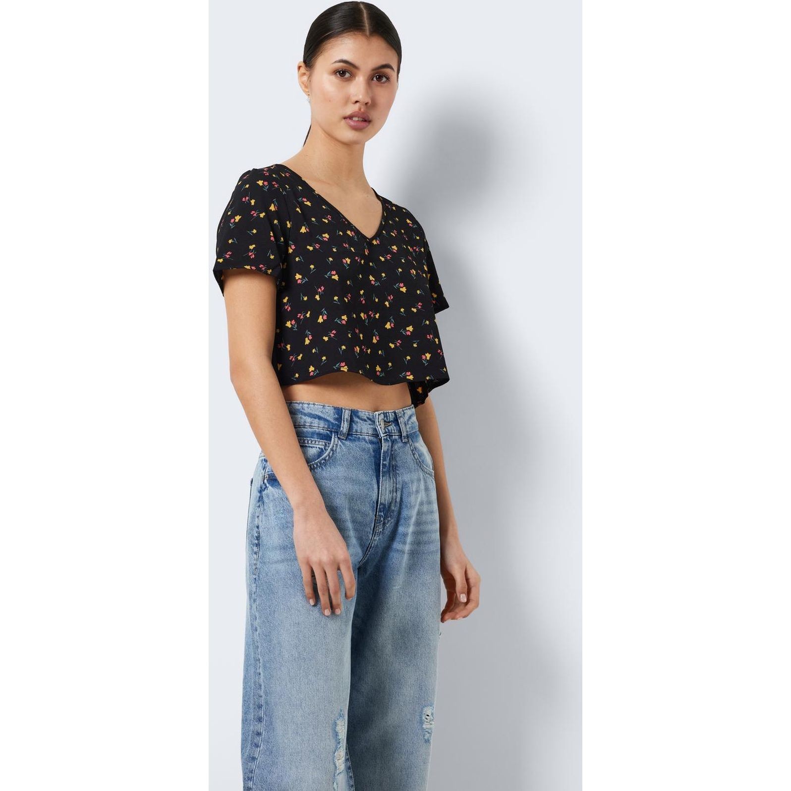 NOISY MAY Palaidinės moterims, Juoda, NMCLARA S/S V-NECK TO 2