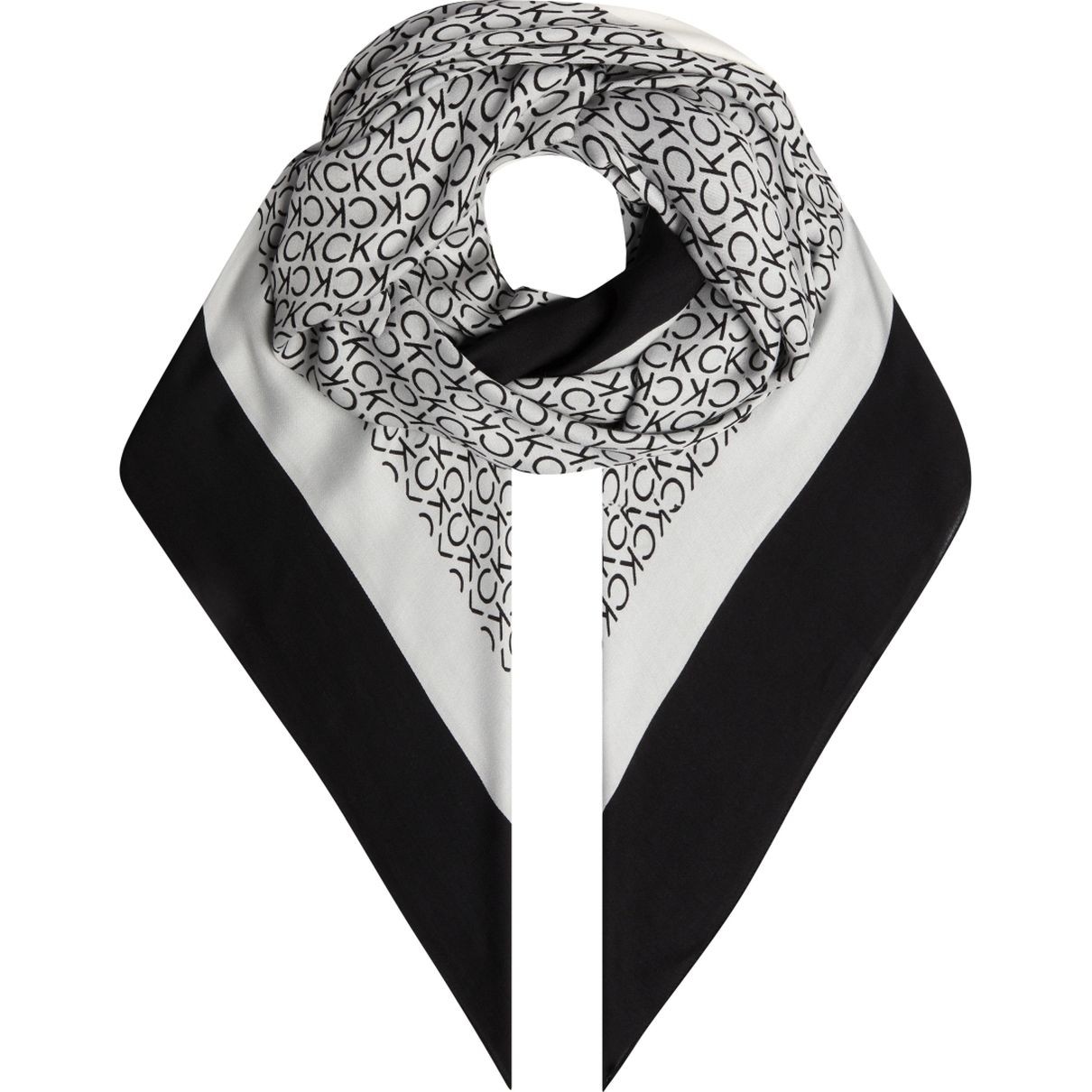 CALVIN KLEIN Skara moterims, Juoda, Geo minimal scarf 130x130 2