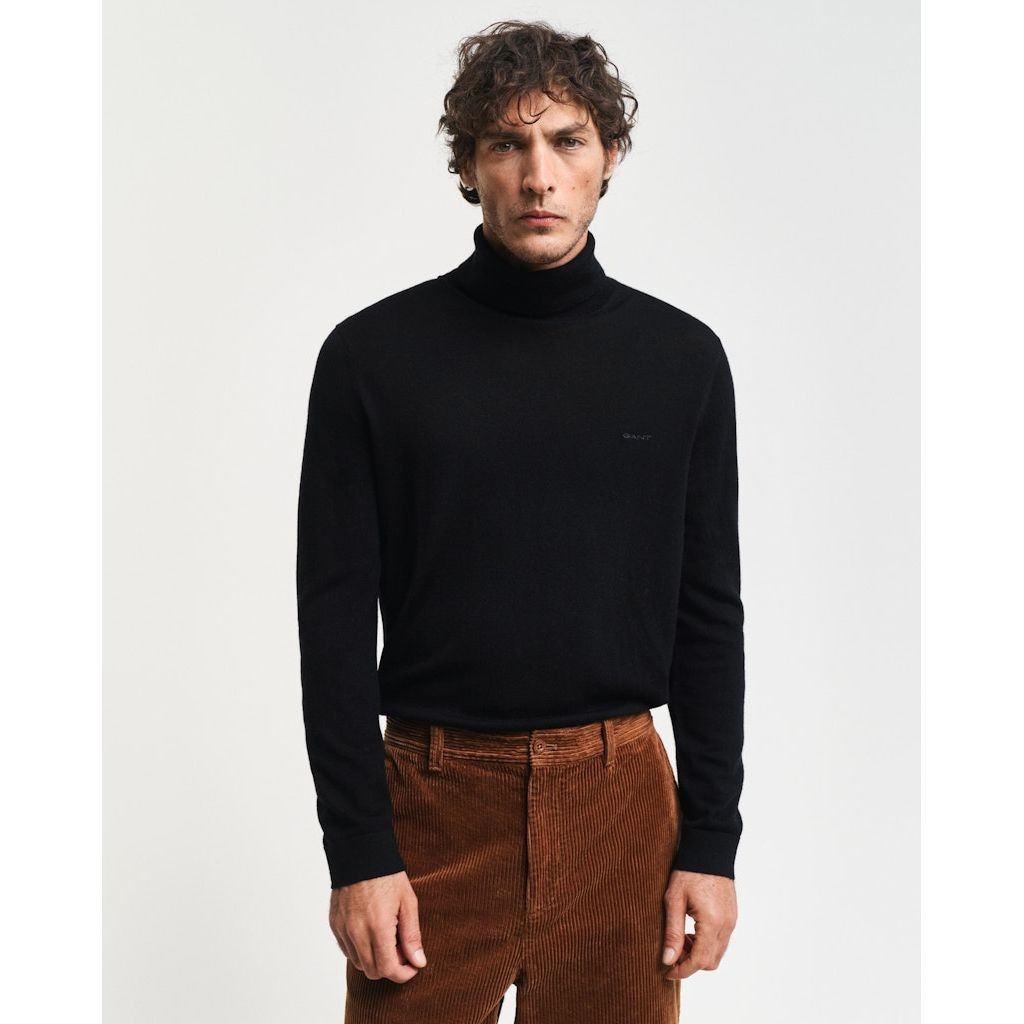 GANT Megztinis su kaklu vyrams, Juoda, Extrafine merino turtleneck 2