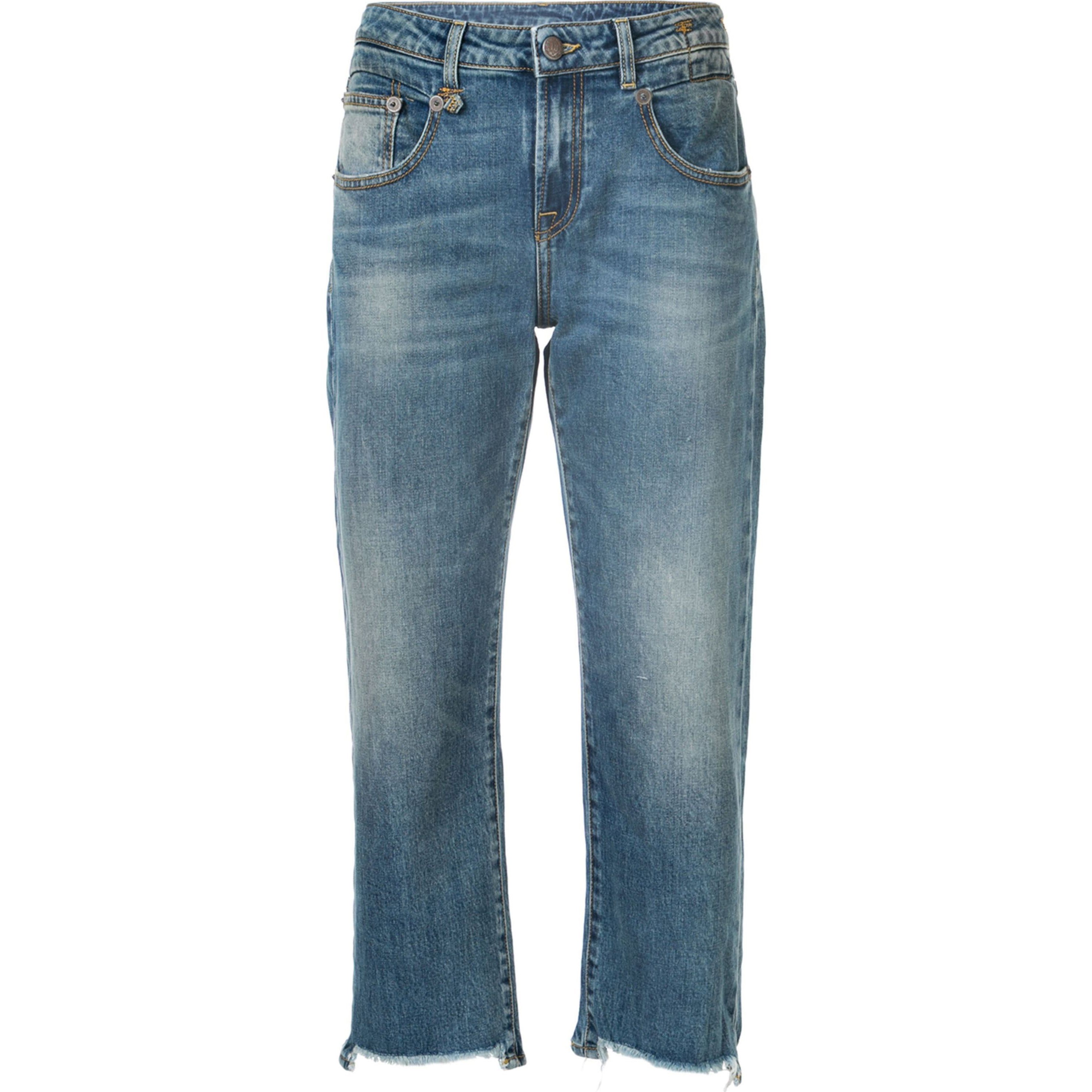 R13 Tiesūs džinsai -moterims, Mėlyna, Boy straight w rips