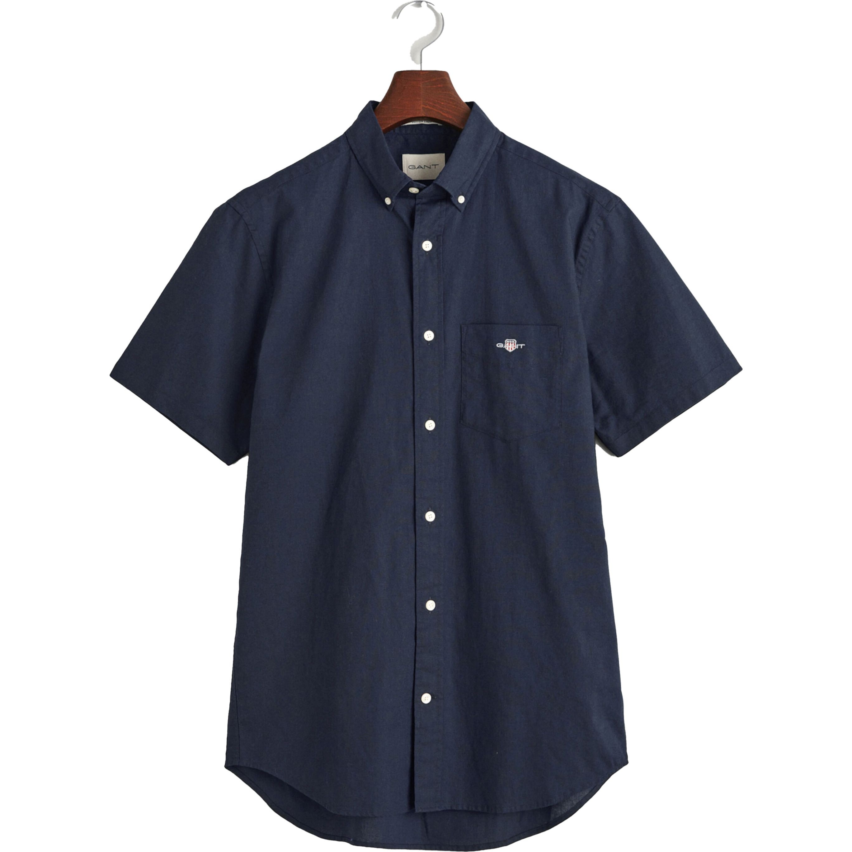 GANT Marškiniai vyrams, Mėlyna, REG COTTON LINEN SS SHIRT 1