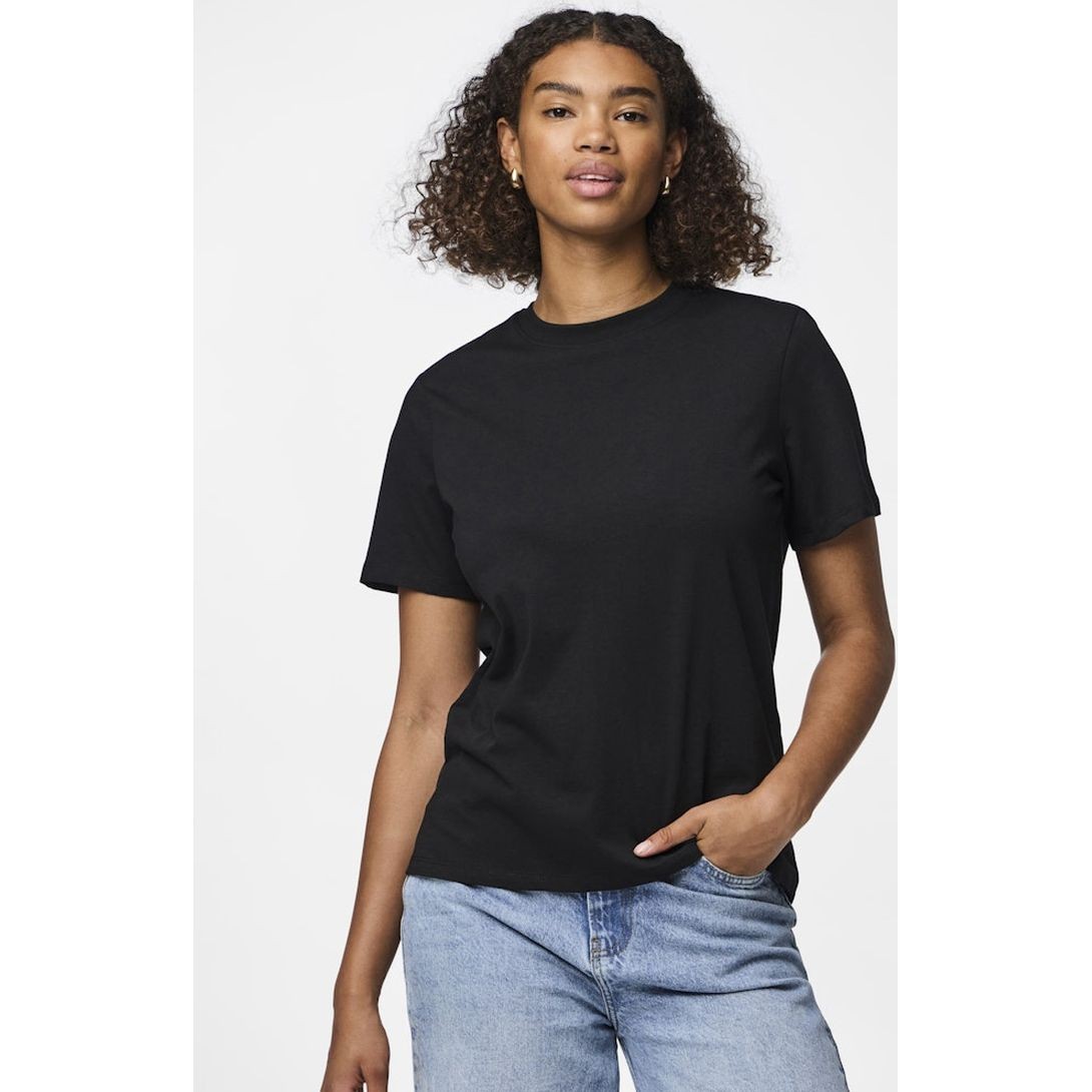 PIECES Marškinėliai moterims, Juoda, Ria solid tee 4