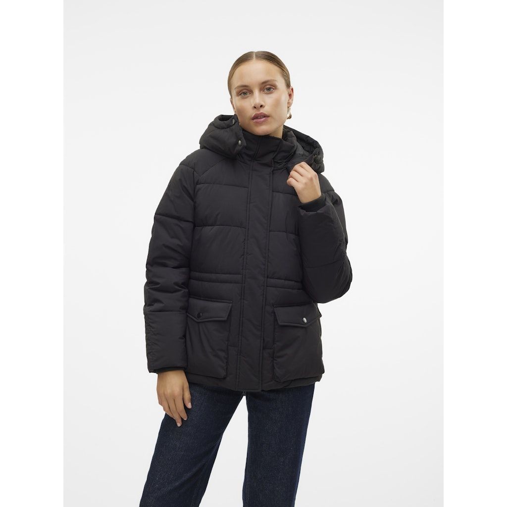 VERO MODA Pūkinė striukė moterims, Juoda, Diana jacket 2