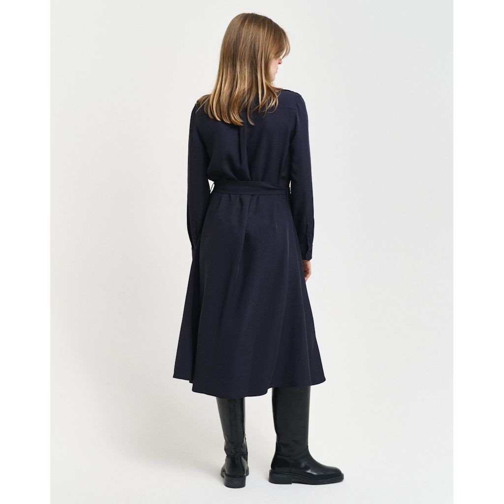 GANT Midi suknelė moterims, Mėlyna, Reg pocket shirt dress 3