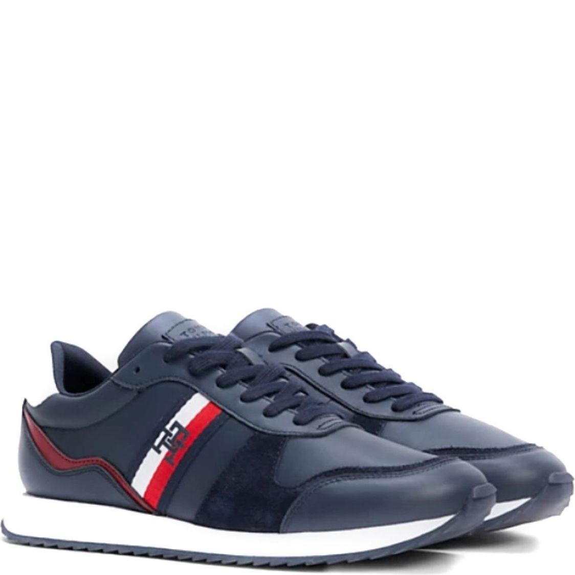 TOMMY HILFIGER Sportiniai bateliai vyrams, Mėlyna, Runner evo leather 1