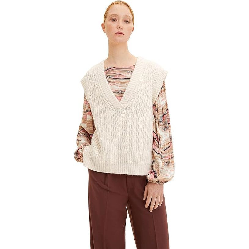 TOM TAILOR Megztinis moterims, Smėlio, Megztinis 2