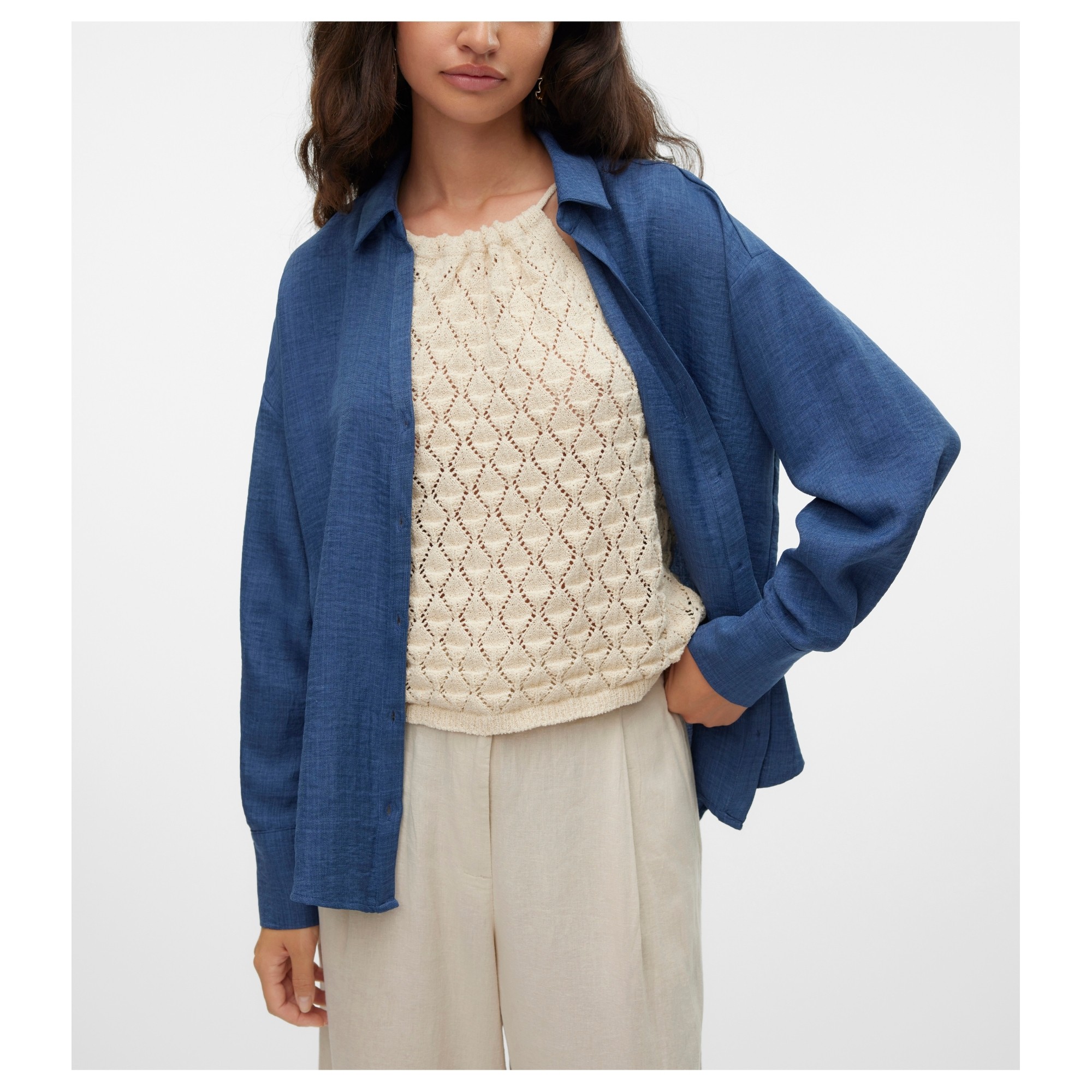 VERO MODA Marškiniai trump. rankovėmis moterims, Mėlyna, Melaney 2