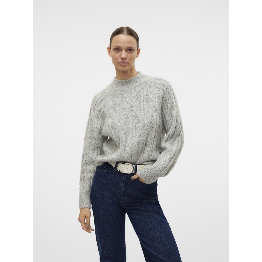 VERO MODA Megztinis su kaklu moterims, Pilka, Baily highneck pullover 2