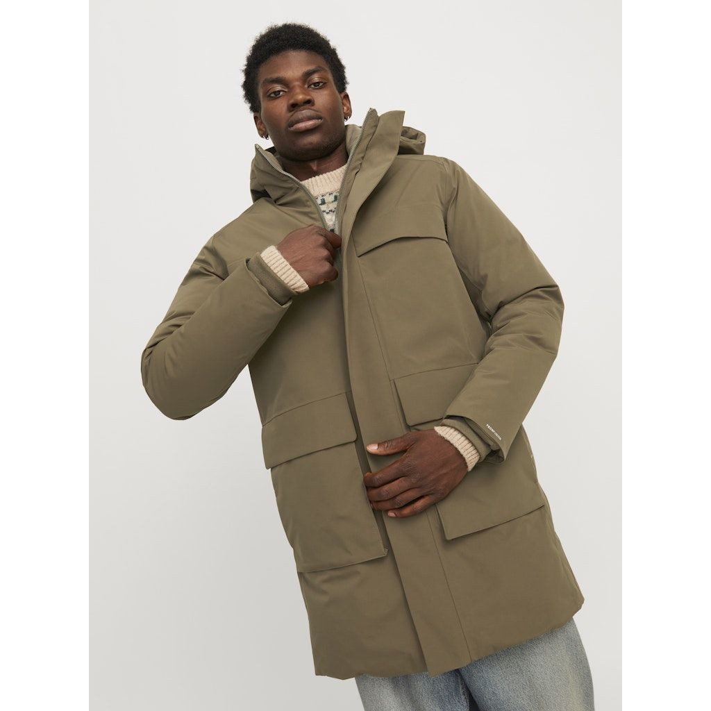 JACK & JONES Pūkinis paltas vyrams, Ruda, Wave parka 7