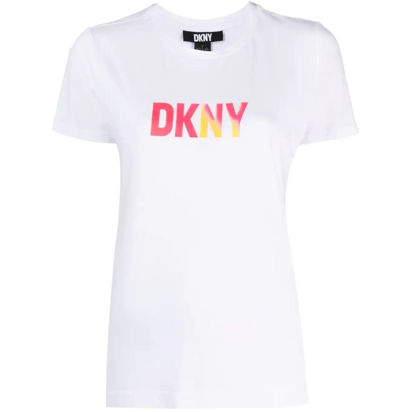 DKNY Marškinėliai trump. rankovėmis moterims, Balta, Reflective logo blouse 1