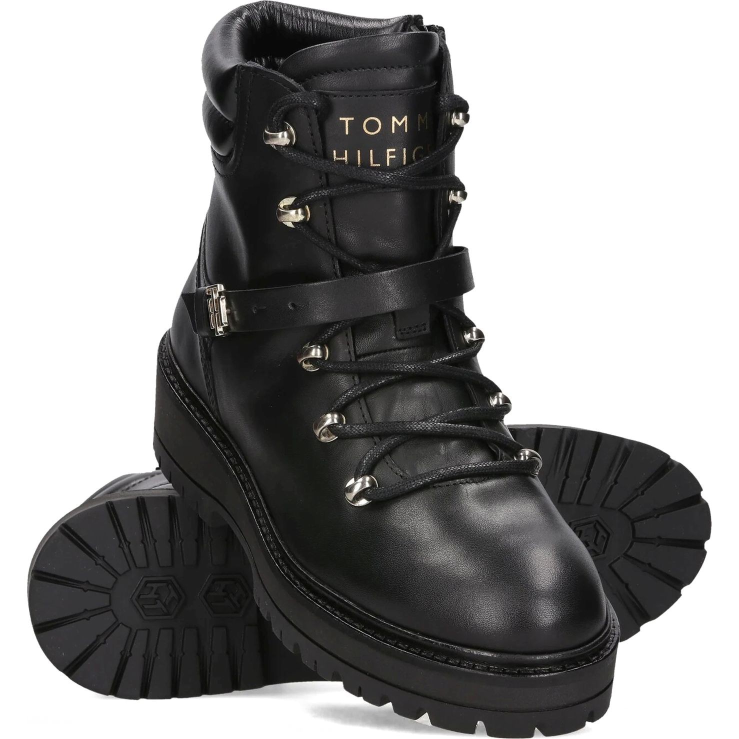 TOMMY HILFIGER Aulinukai moterims, Juoda, POLISHED LEATHER FLA 3