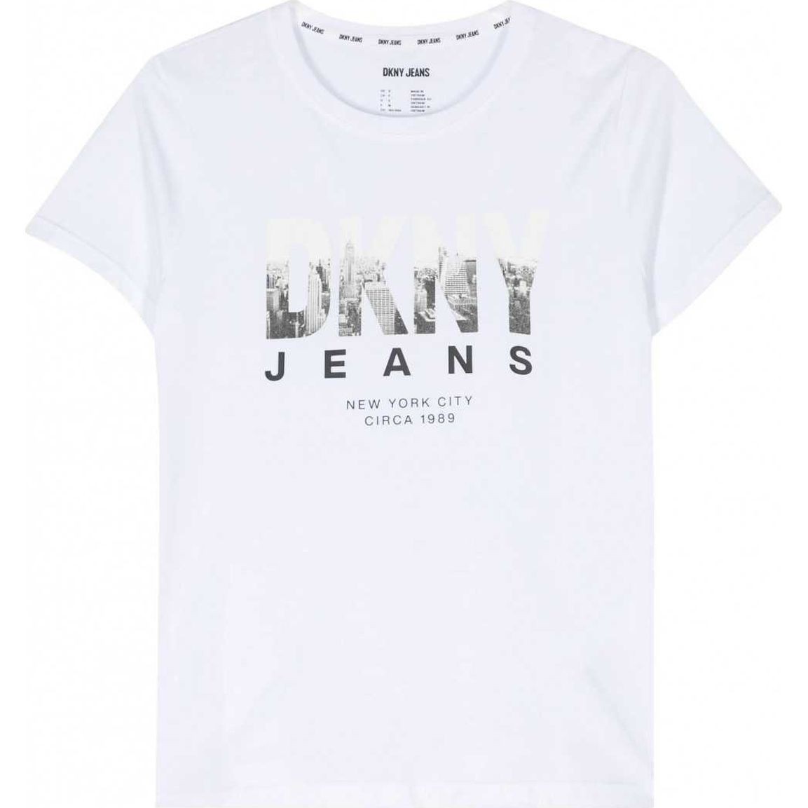 DKNY Marškinėliai trump. rankovėmis moterims, Balta, Skyline logo crewneck tee 1