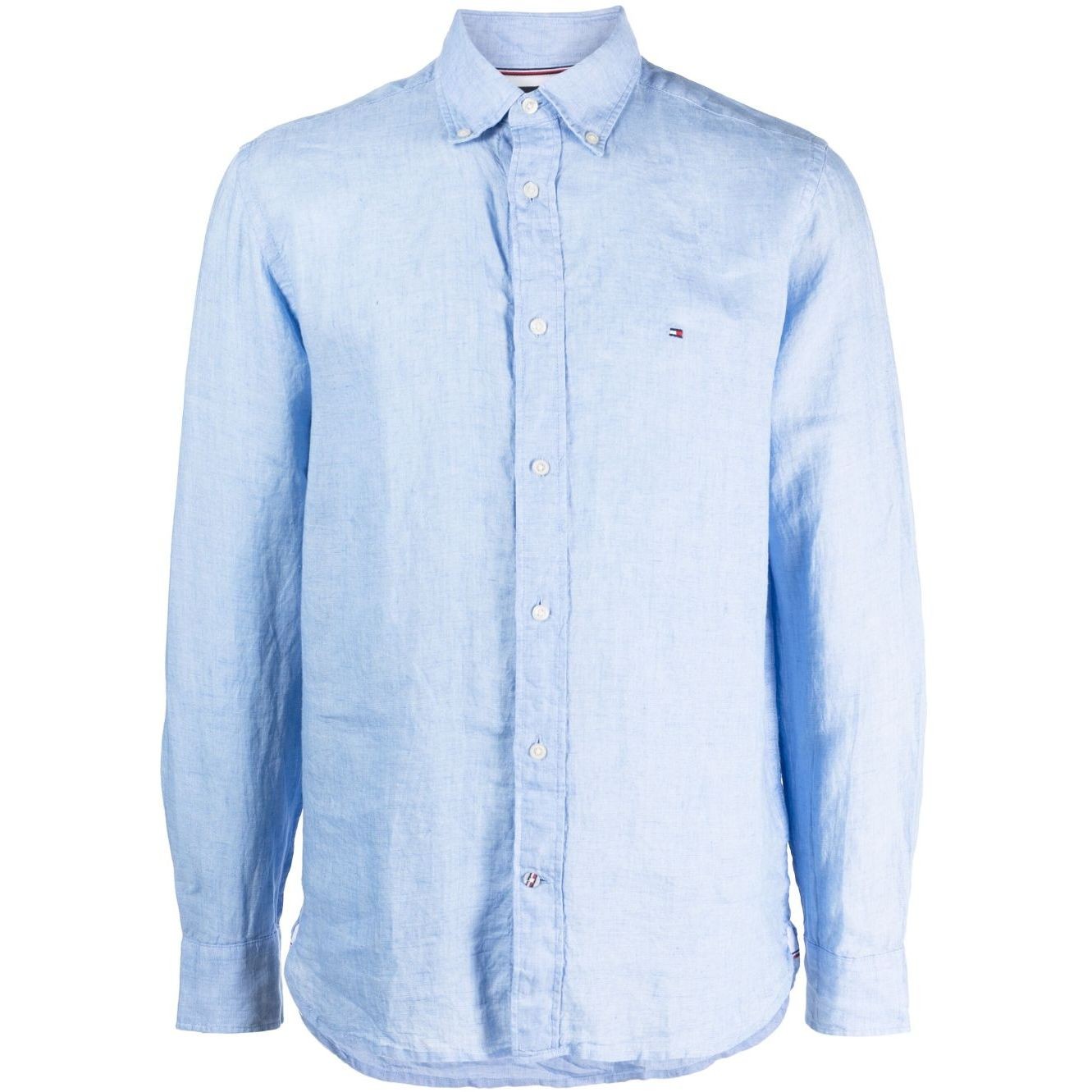 TOMMY HILFIGER Marškiniai ilgomis rankovėmis vyrams, Mėlyna, Pigment dyed li solid rf shirt