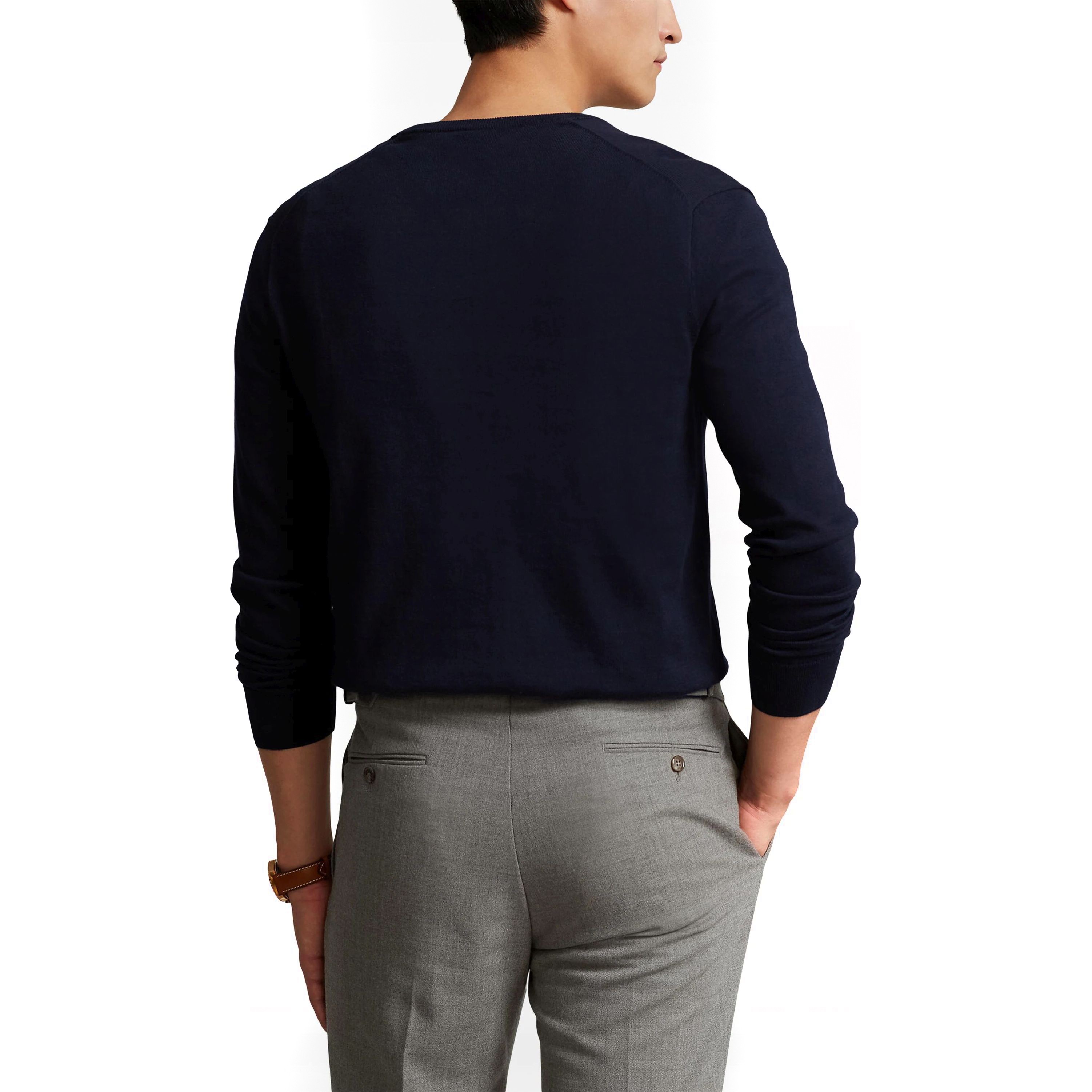 POLO RALPH LAUREN Megztinis vyrams, Mėlyna, Slim fit cotton v-neck sweater 2