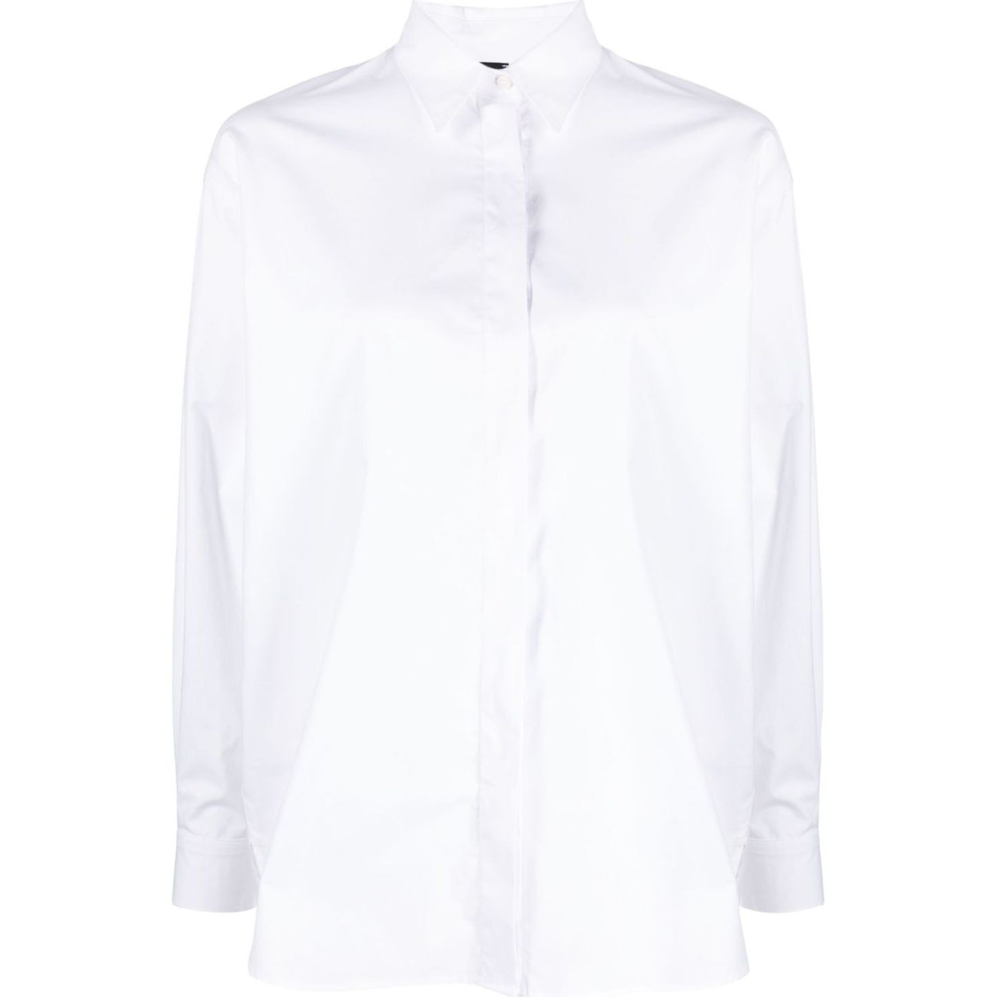 PINKO Marškiniai ilgomis rankovėmis moterims, Balta, Logo-embroidered cotton shirt