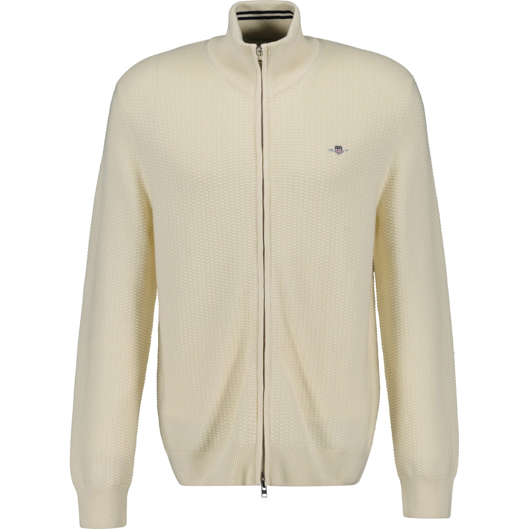 GANT Kardiganas vyrams, Smėlio, Cotton micro textured cardigan