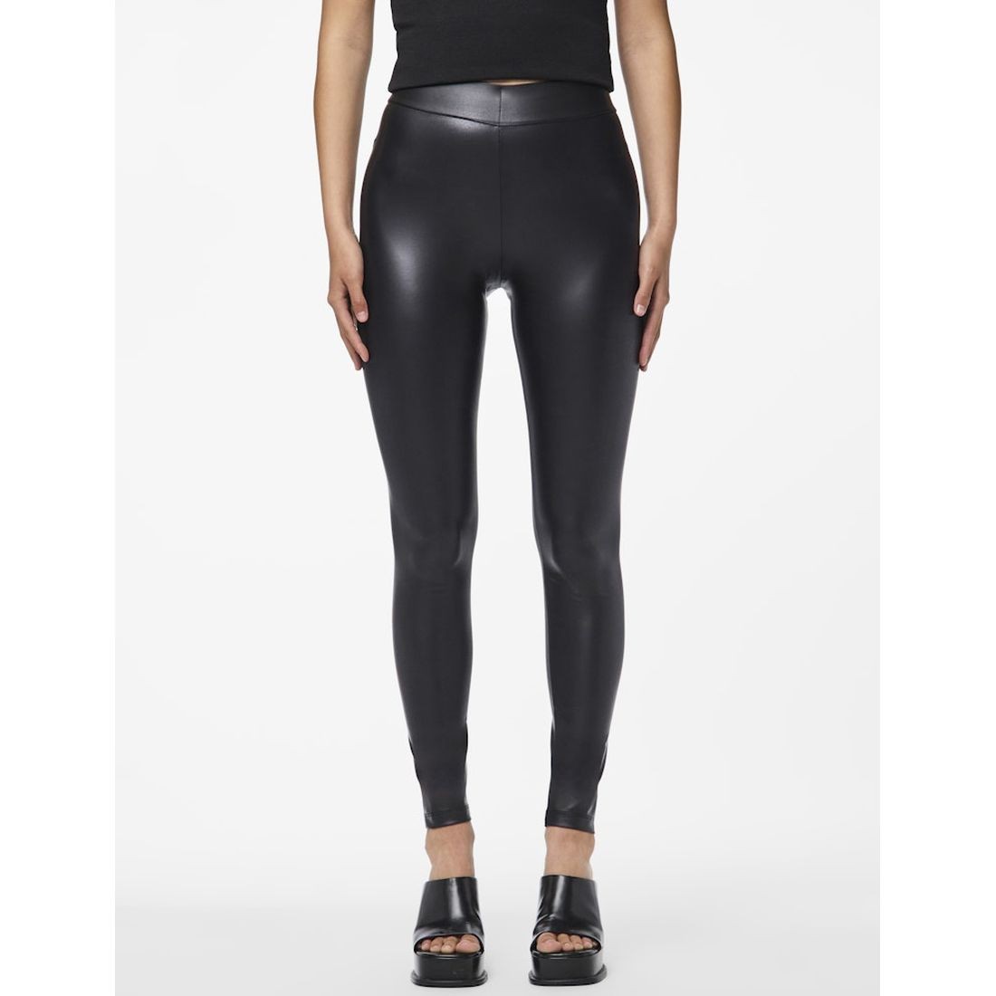 PIECES Kelnės moterims, Juoda, PCNEW SHINY HW LEGGIN 6