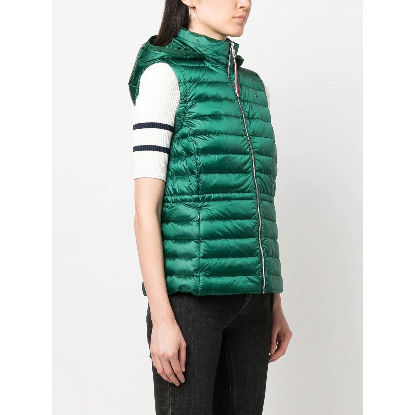 TOMMY HILFIGER Pūkinė liemenė moterims, Žalia, Feminine lw down vest 3