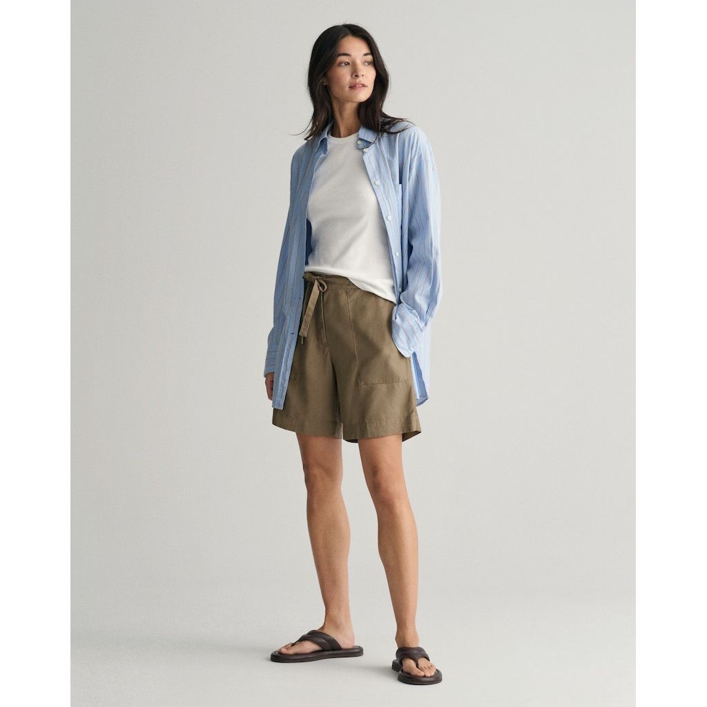 GANT Šortai moterims, Ruda, REL TIE WAIST SHORTS 5