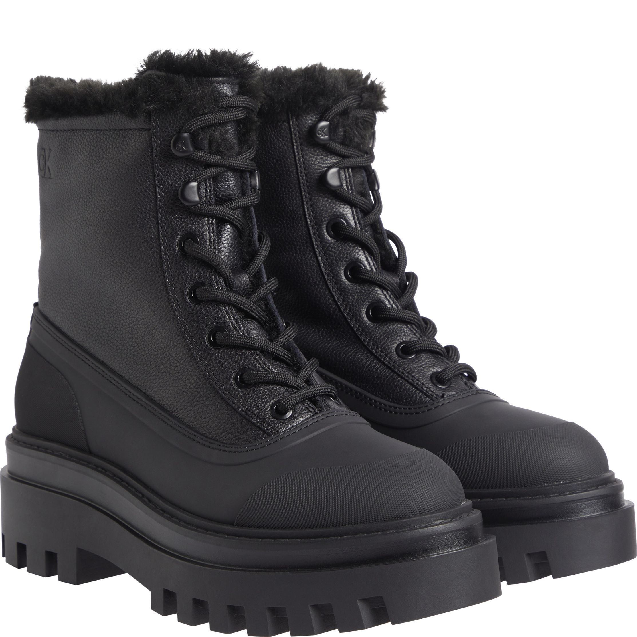 CALVIN KLEIN JEANS Pašiltinti aulinukai moterims, Juoda, Flatform lace up boot padded 1