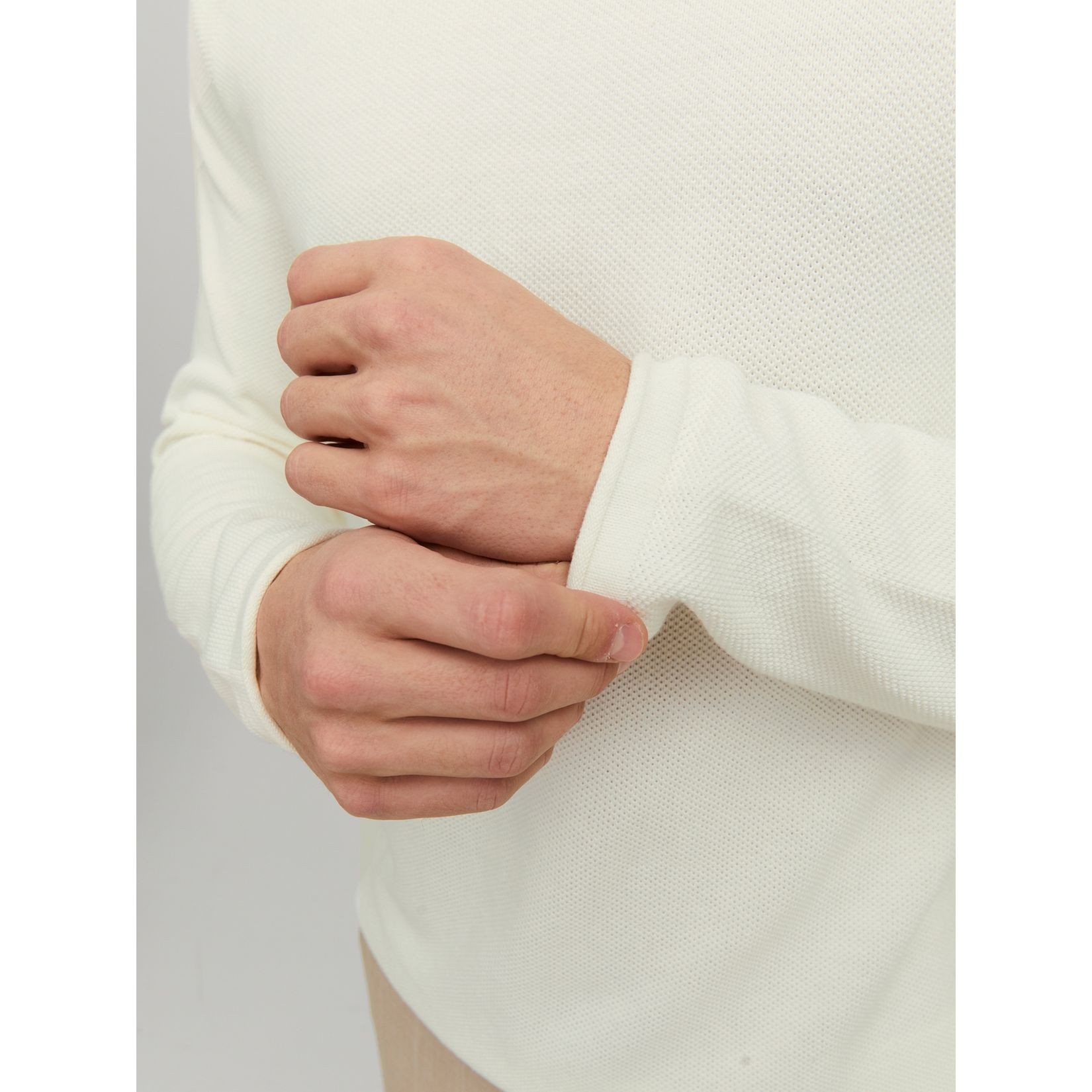 JACK & JONES Kampsun mehed, Cloud Dancer, JJEHILL KNIT CREW NE 3