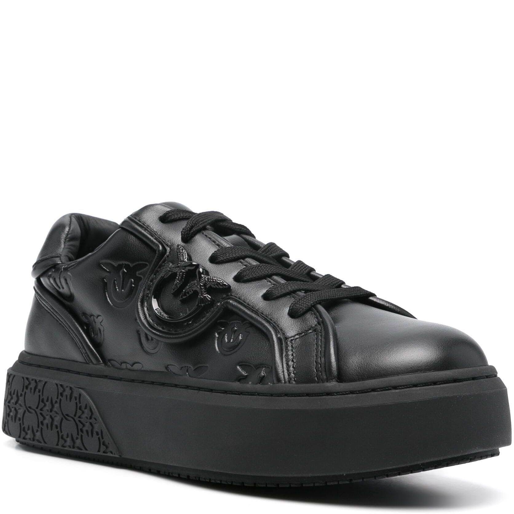 PINKO Laisvalaikio bateliai moterims, Juoda, Yoko leather sneakers 1