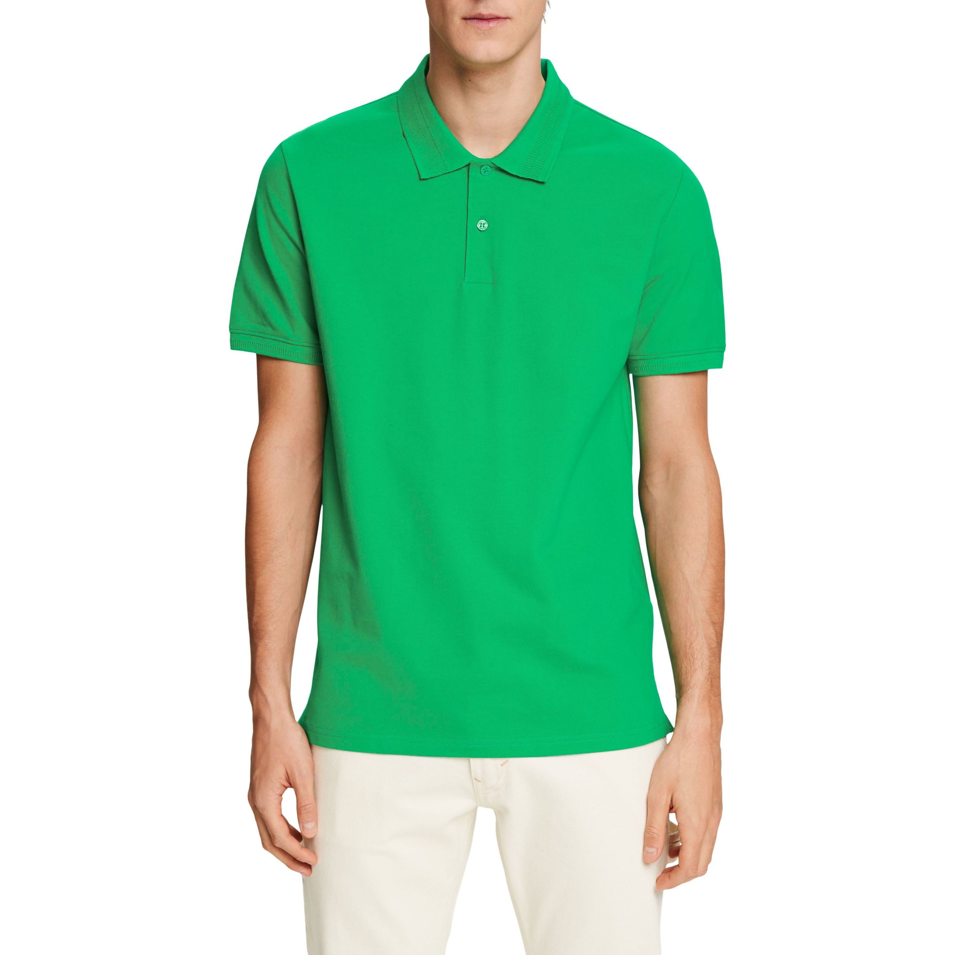 ESPRIT Polo marškiniai ilgos rank. vyrams, Žalia, Cotton Pique Polo Shirt 2