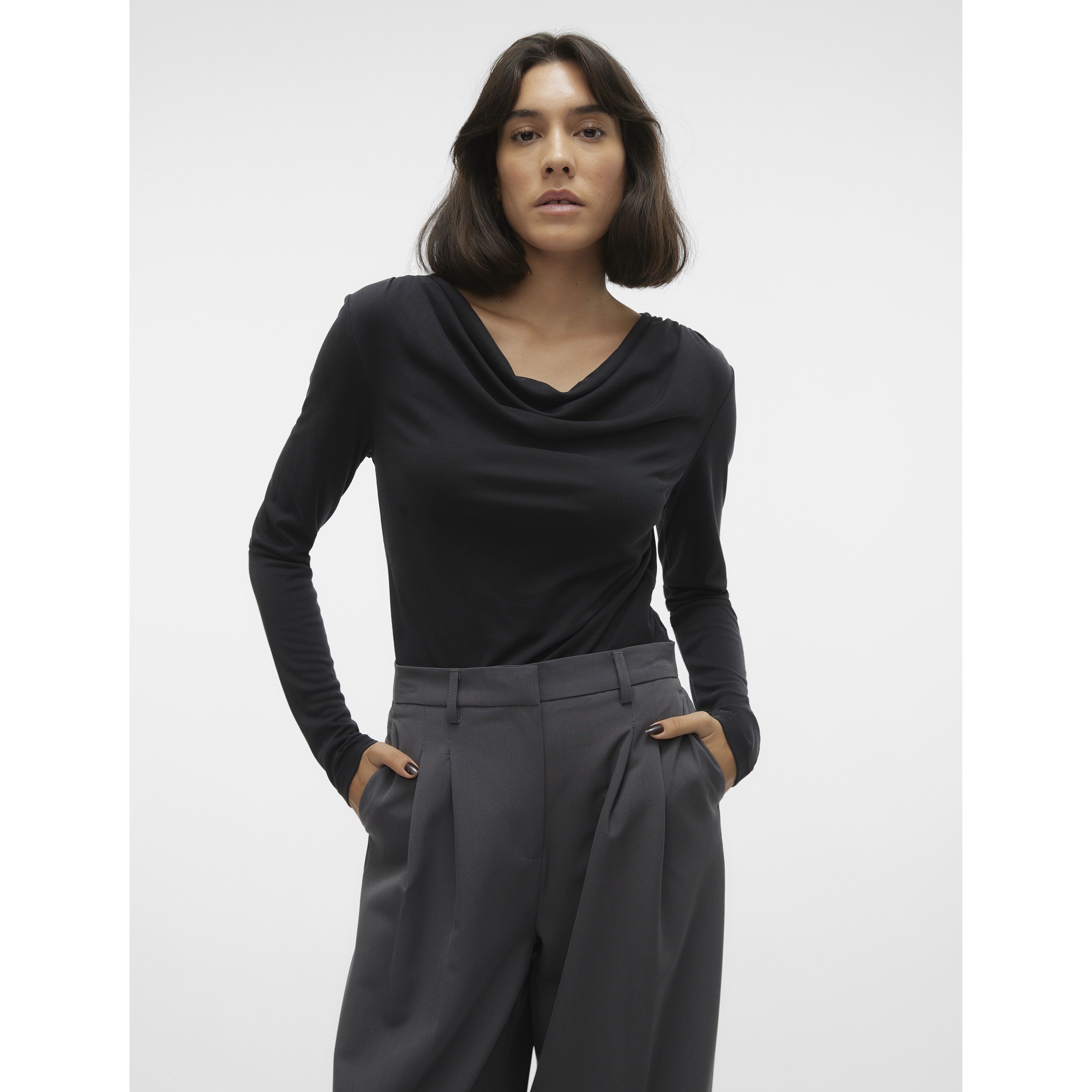 VERO MODA Palaidinės moterims, Juoda, VMPHINE LS WATER 5