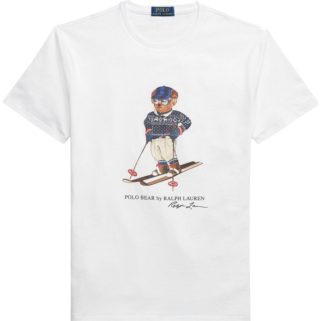 POLO RALPH LAUREN Marškinėliai trump. rankovėmis vyrams, Balta, Teddy print cotton t-shirt