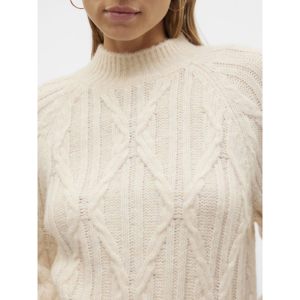 VERO MODA Megztinis su kaklu moterims, Smėlio, Baily highneck pullover 3